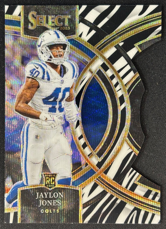 Jaylon Jones 2023 Select Zebra Prizm Die Cut SSP Colts sports trading card