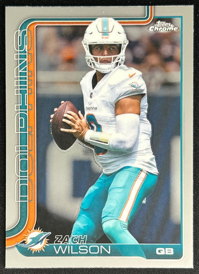 Zach Wilson 2025 Topps Chrome Dolphins Default Title Sports Trading Cards