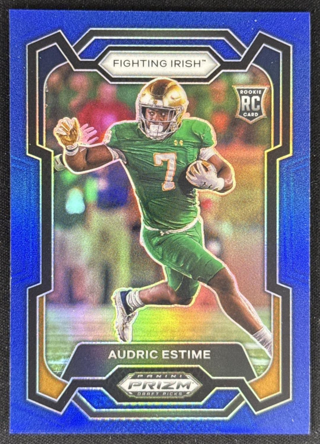 Audric Estime 2024 Panini Prizm Collegiate Draft Picks Blue /199 Fighting Irish Sports Trading Card