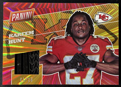 Kareem Hunt 2017 Panini National Convention Gloves Rainbow Spokes /25 Chiefs Sports Trading Cards