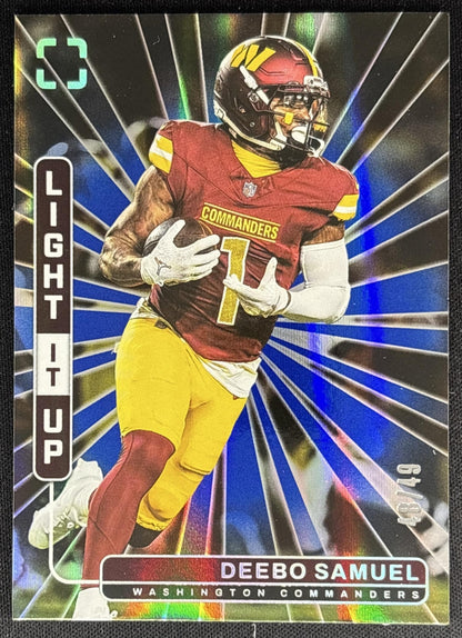 Deebo Samuel 2025 Panini PhotoGenic Light It Up Blue /49 Commanders