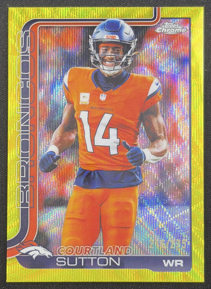 Courtland Sutton 2025 Topps Chrome Yellow Wave Refractor /275 Broncos Denver Broncos
