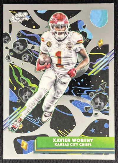 Xavier Worthy 2025 Topps Cosmic Chrome Chiefs Sports Trading Cards