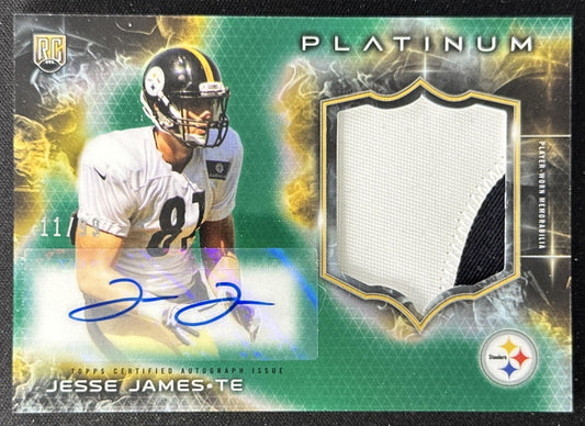 Jesse James 2015 Topps Platinum Auto Rookie Refractor Patches Green /99 Steelers Sports Trading Card