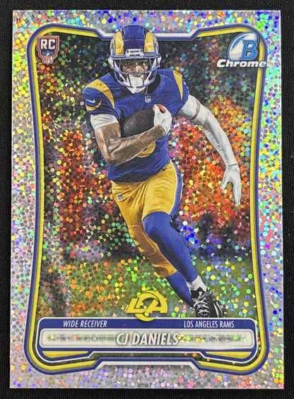 CJ Daniels 2026 Bowman Chrome NFL Speckle Refractor Rams Sports Trading Card