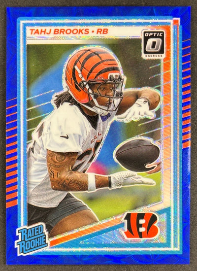 Tahj Brooks 2025 Donruss Optic Rated Rookie Blue Scope Bengals Sports Trading Card