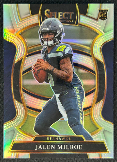 Jalen Milroe 2025 Select Concourse Silver Prizm Seahawks Sports Trading Cards