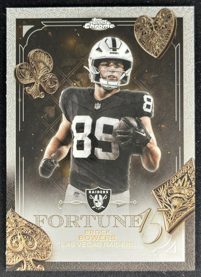 Brock Bowers 2025 Topps Chrome Fortune 15 Raiders Sports Trading Cards