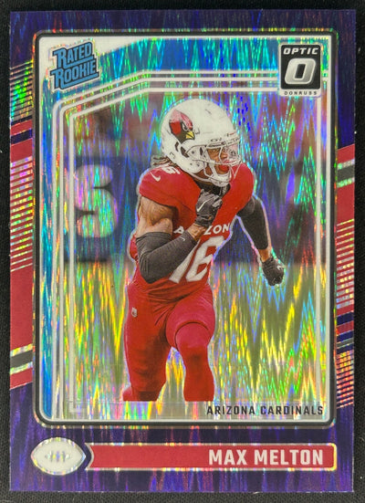 Max Melton 2024 Donruss Optic Purple Shock Cardinals Sports Trading Cards