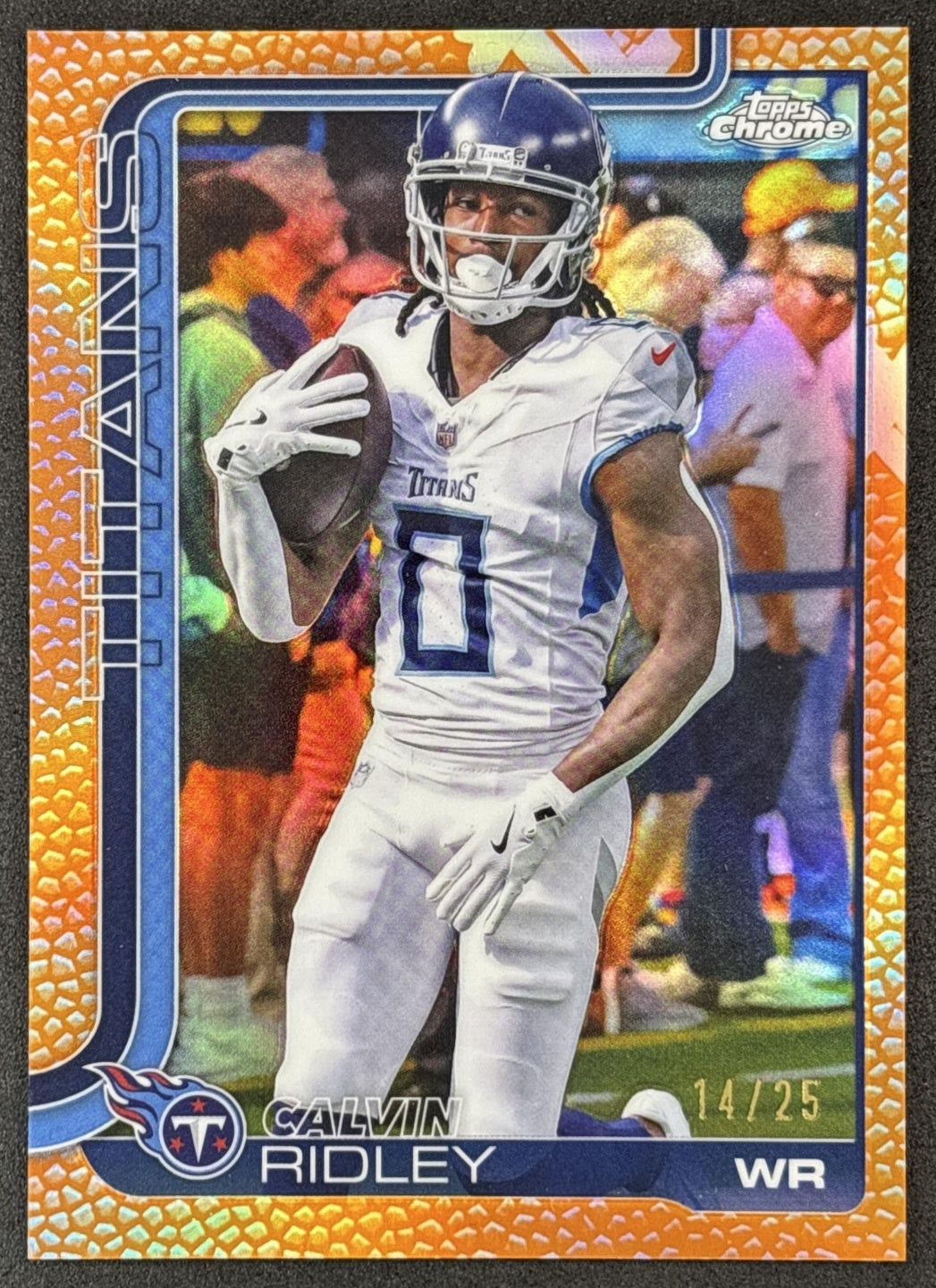 Calvin Ridley 2025 Topps Chrome Football Leather Orange Refractor /25 Titans