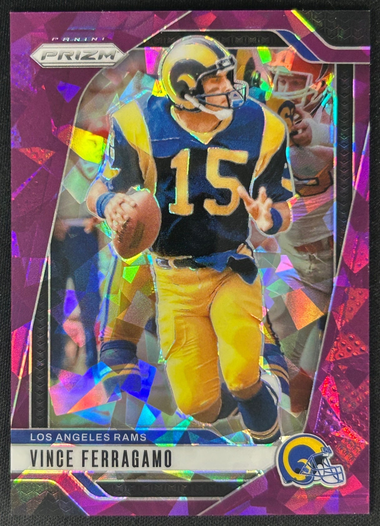 Vince Ferragamo 2024 Prizm Purple Ice /225 Rams sports trading card