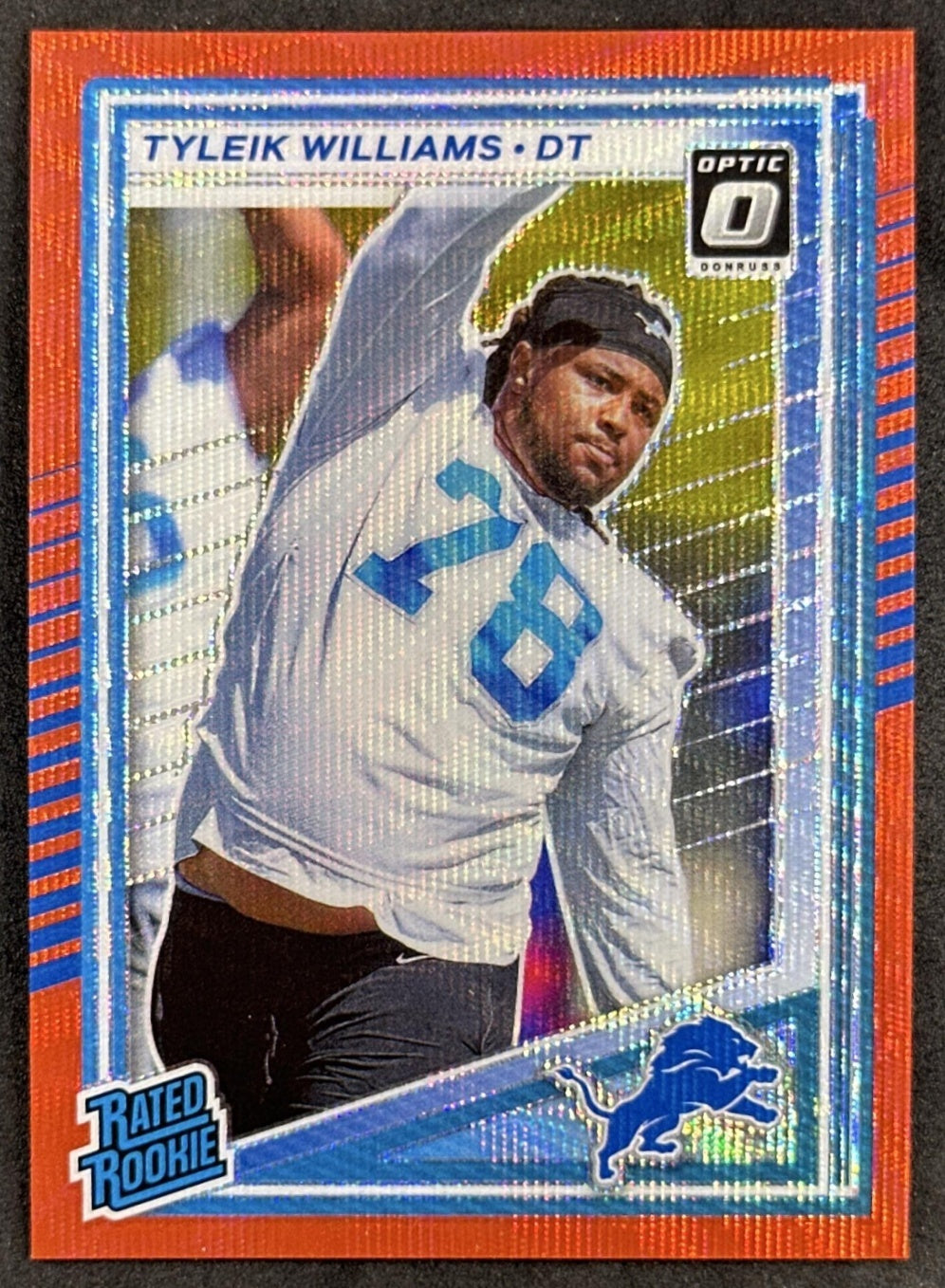 Tyleik Williams 2025 Panini Donruss Optic Rated Rookie Preview Red Wave Lions front