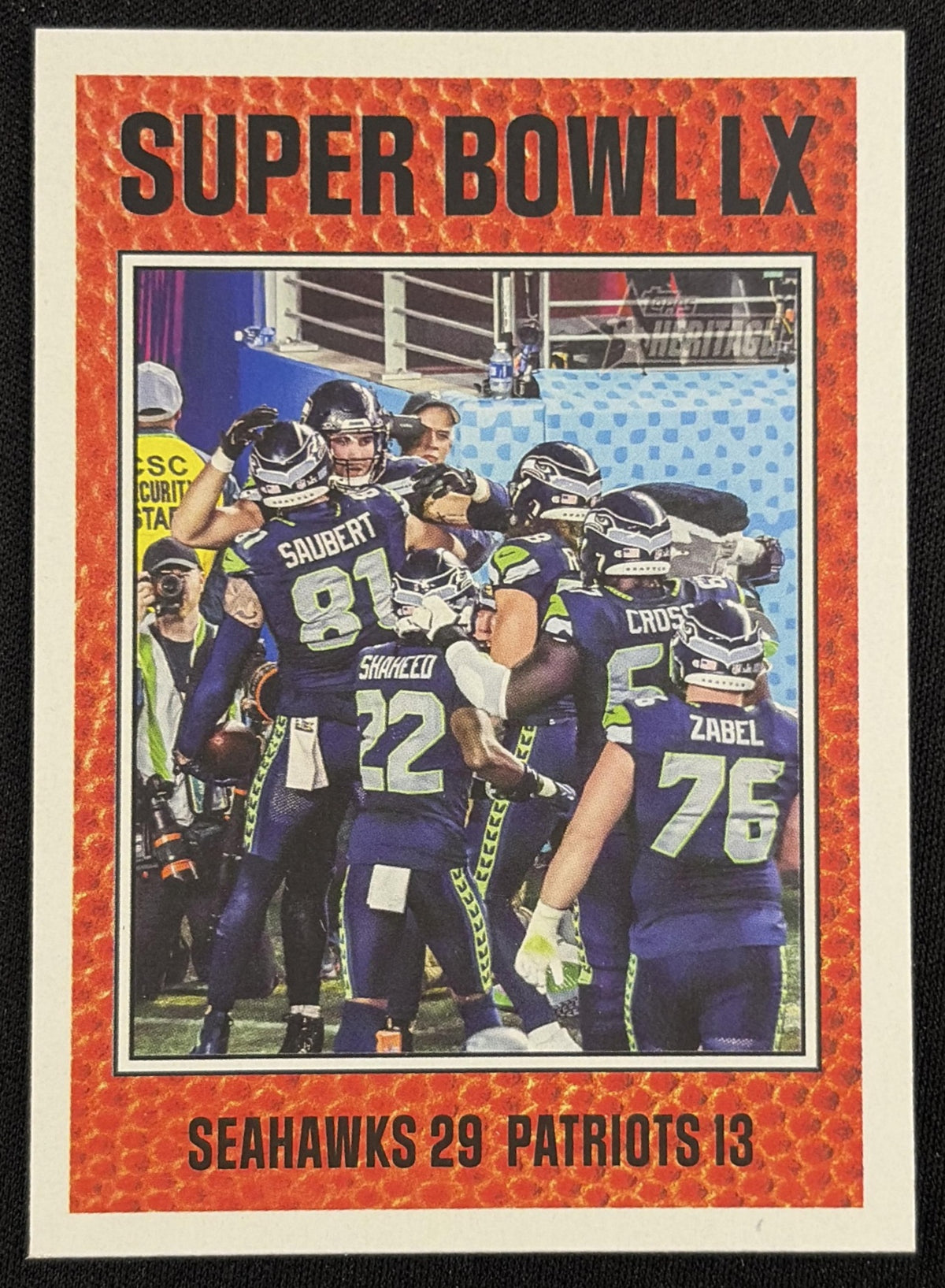 Super Bowl LX 2026 Topps Heritage Seahawks - front