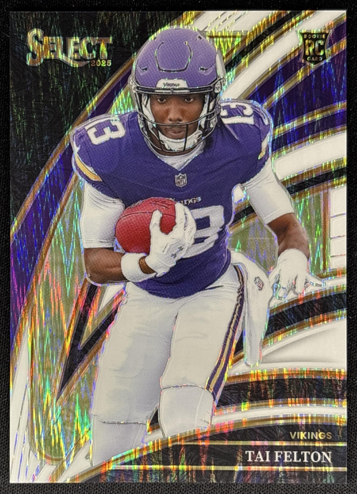 Tai Felton 2025 Panini Select Club Level White Prizm Shock /799 Vikings Sports Trading Cards