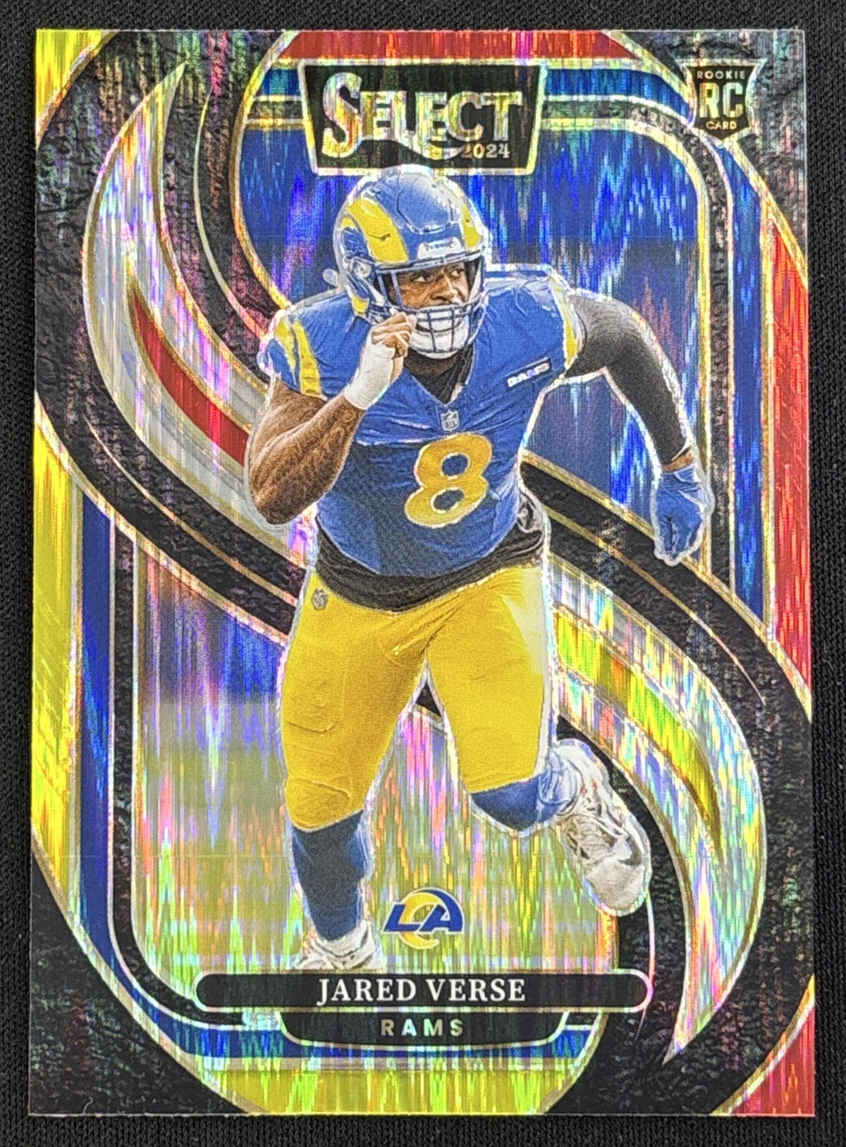 Jared Verse 2024 Panini Select Premier Red and Yellow Prizm Shock Rams - front