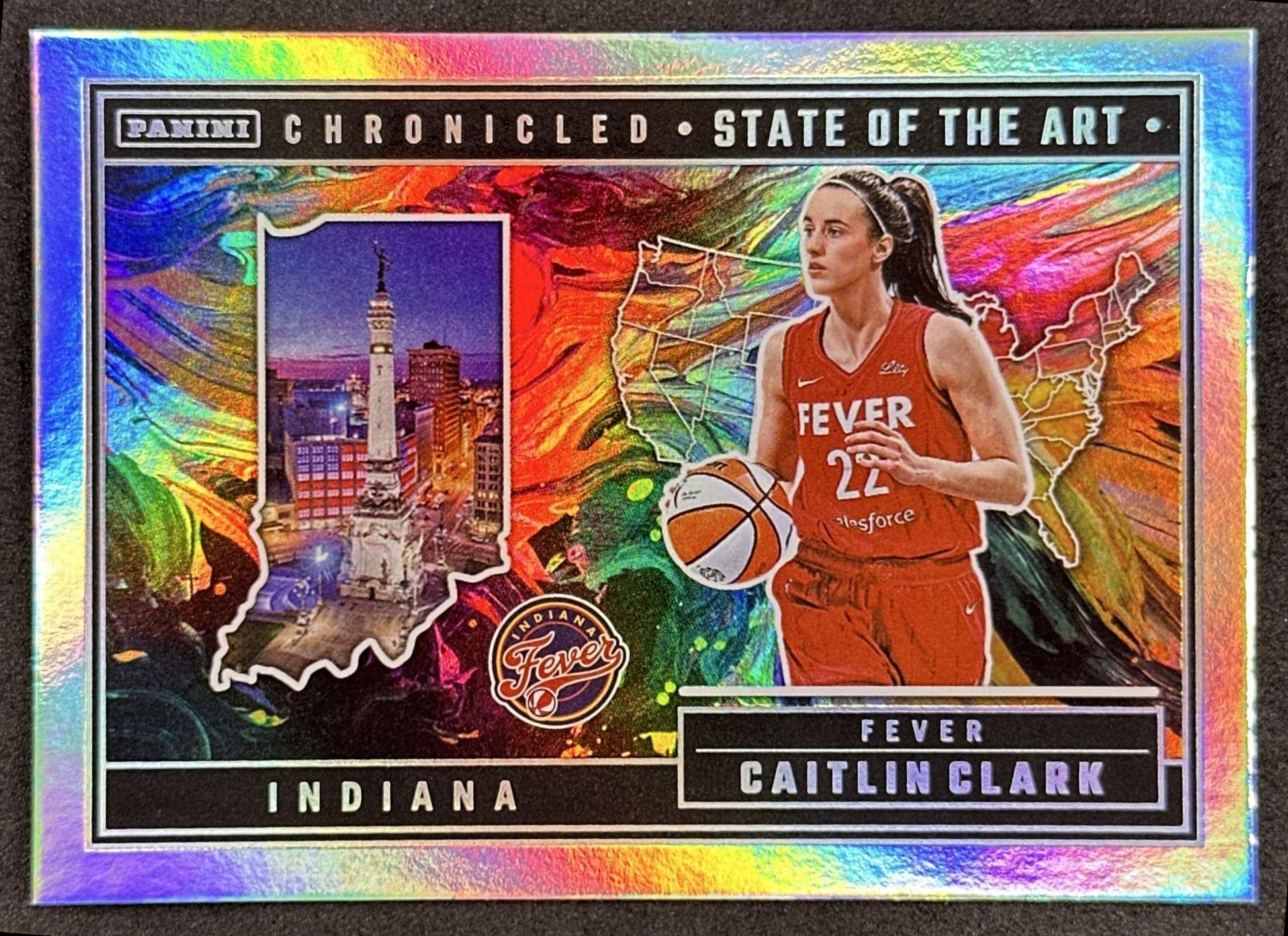 Caitlin Clark 2025 Panini Chronicled State of the Art Holo Fever 89 Indiana Fever