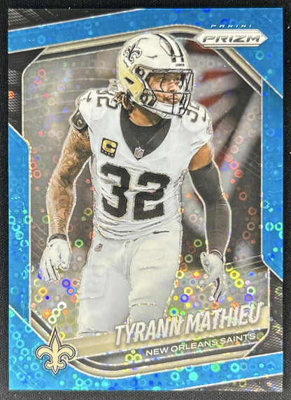 Tyrann Mathieu 2025 Panini Prizm No Huddle Blue /125 Saints front