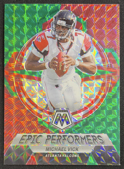 Michael Vick 2023 Panini Mosaic Epic Performers Mosaic Green Falcons Sports Trading Card