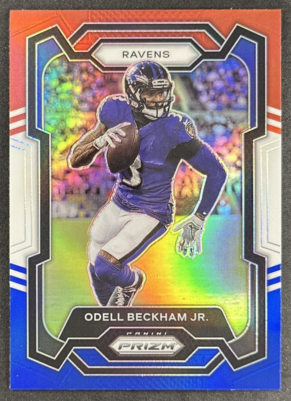 Odell Beckham Jr. 2023 Panini Prizm Red White and Blue Ravens Sports Trading Cards