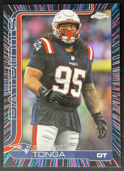 Khyiris Tonga 2025 Topps Chrome Neon Pulse Refractor Patriots front