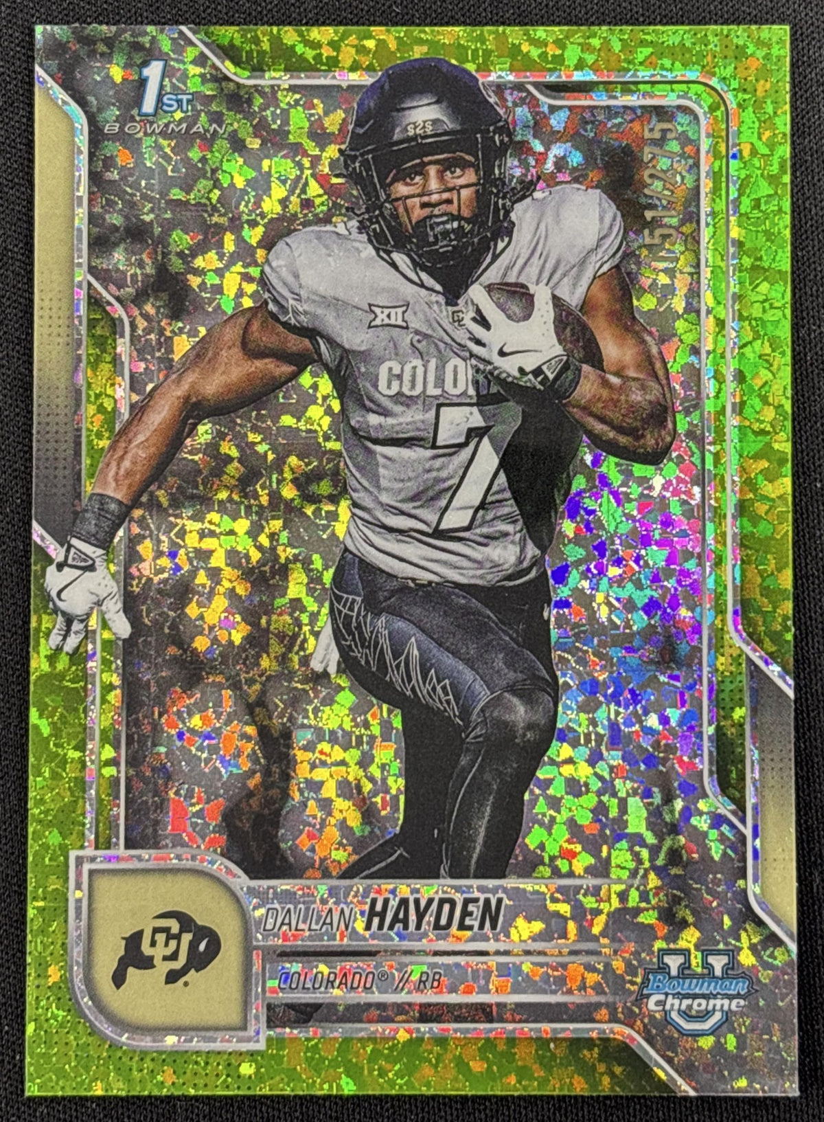 Dallan Hayden 2025 Bowman Chrome University Prospects Lime Green Mini-Diamond Refractor /275 Buffaloes