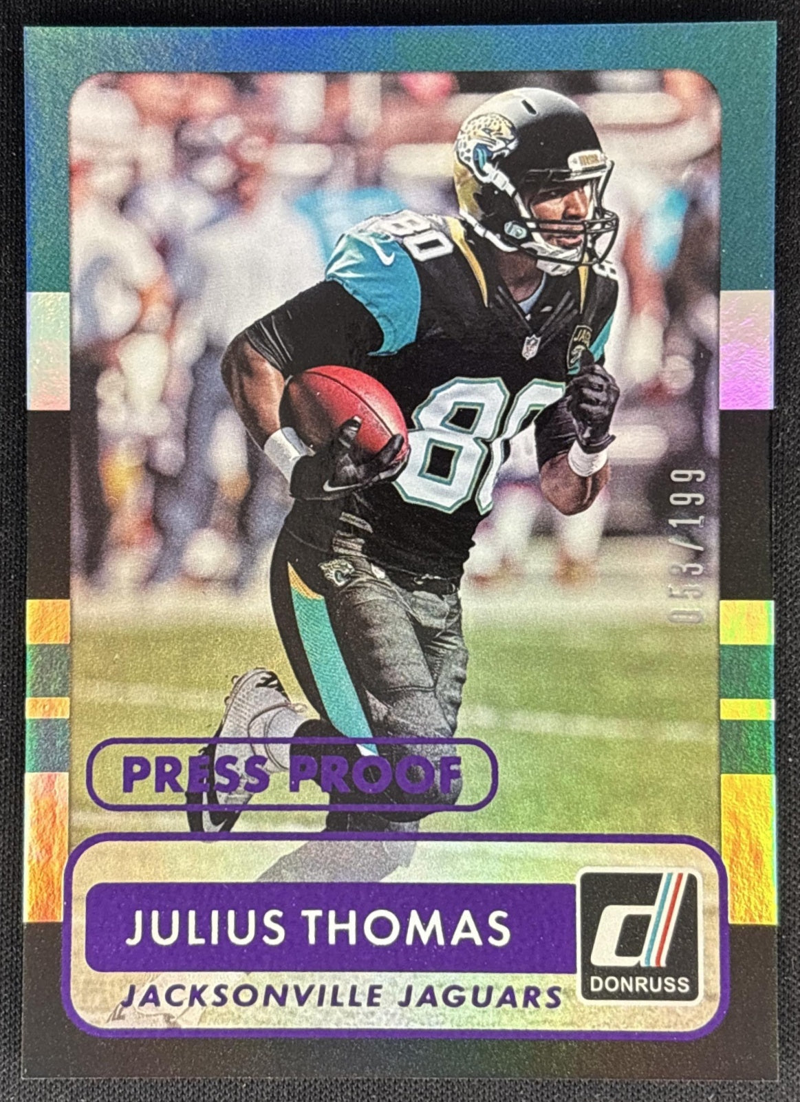 Julius Thomas 2015 Panini Donruss Press Proof Purple /199 Jaguars front