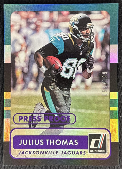 Julius Thomas 2015 Panini Donruss Press Proof Purple /199 Jaguars front