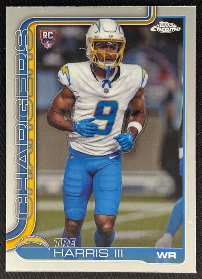 Tre Harris III 2025 Chrome Rookie Chargers Sports Trading Cards
