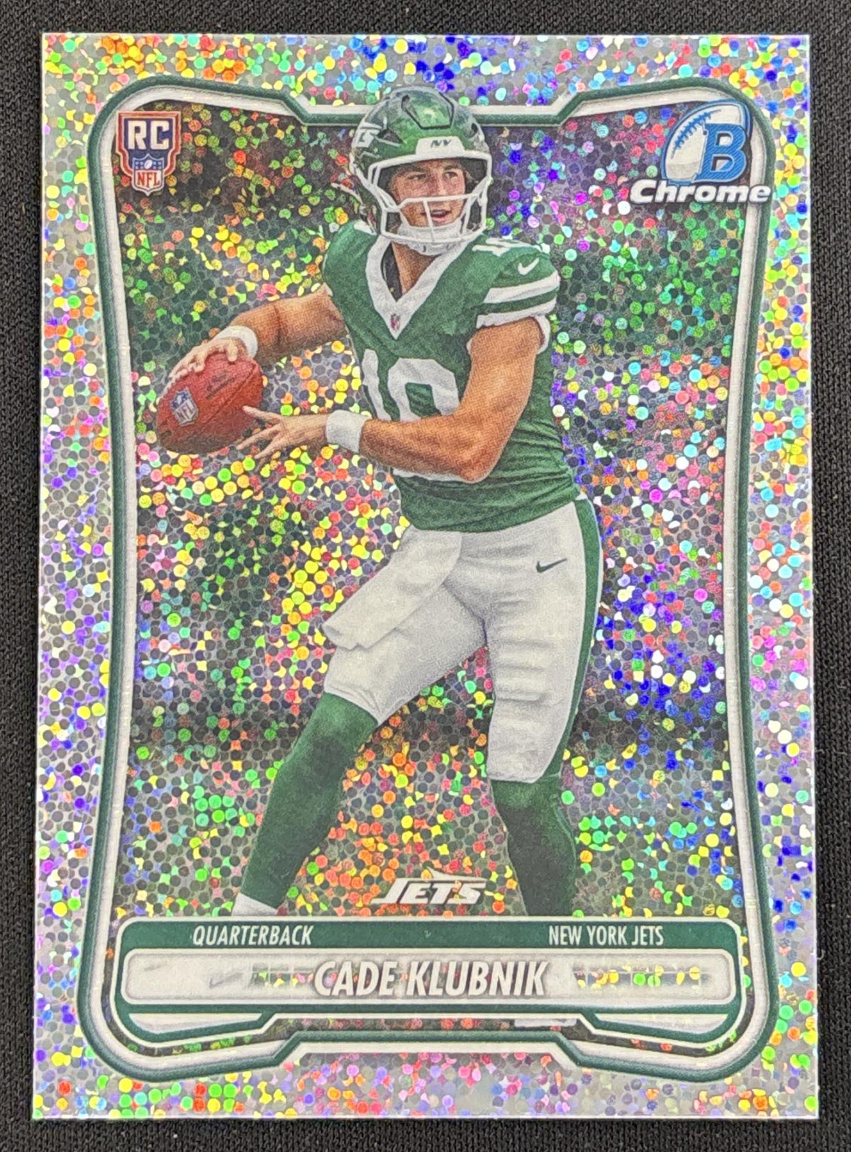 Cade Klubnik 2026 Bowman Chrome NFL Speckle Refractor Jets
