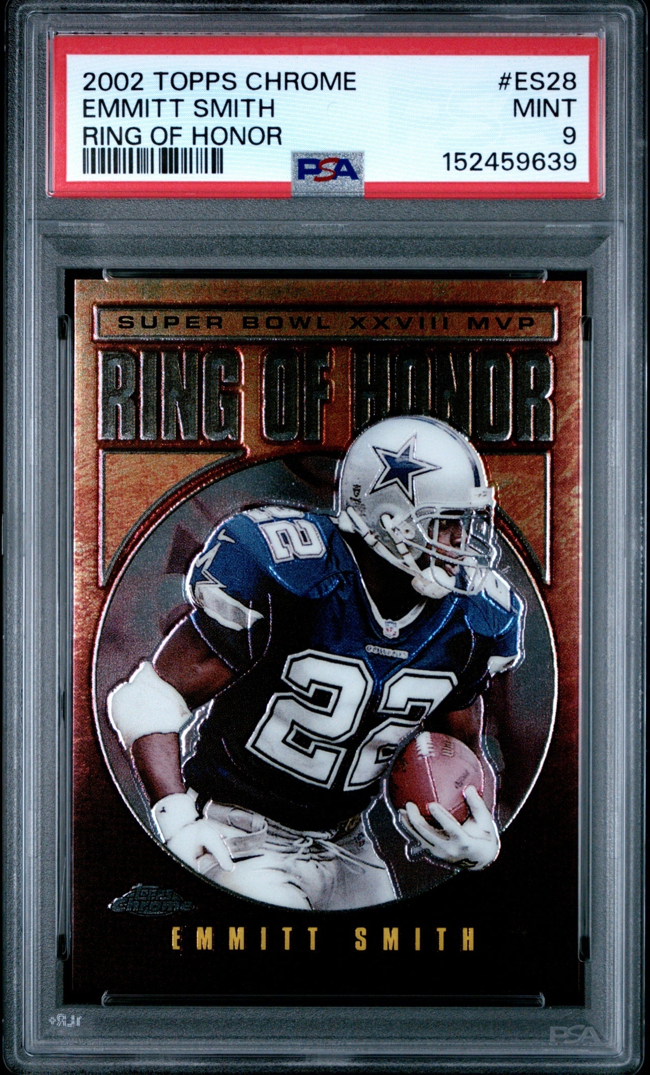 Emmitt Smith 2002 Topps Chrome Ring of Honor PSA 9 Cowboys front