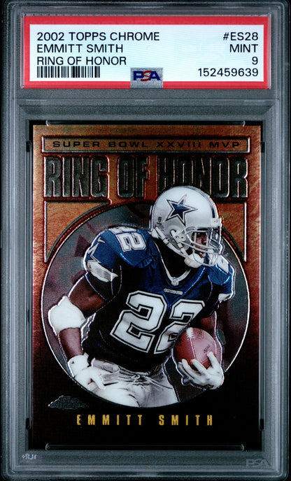 Emmitt Smith 2002 Topps Chrome Ring of Honor PSA 9 Cowboys front