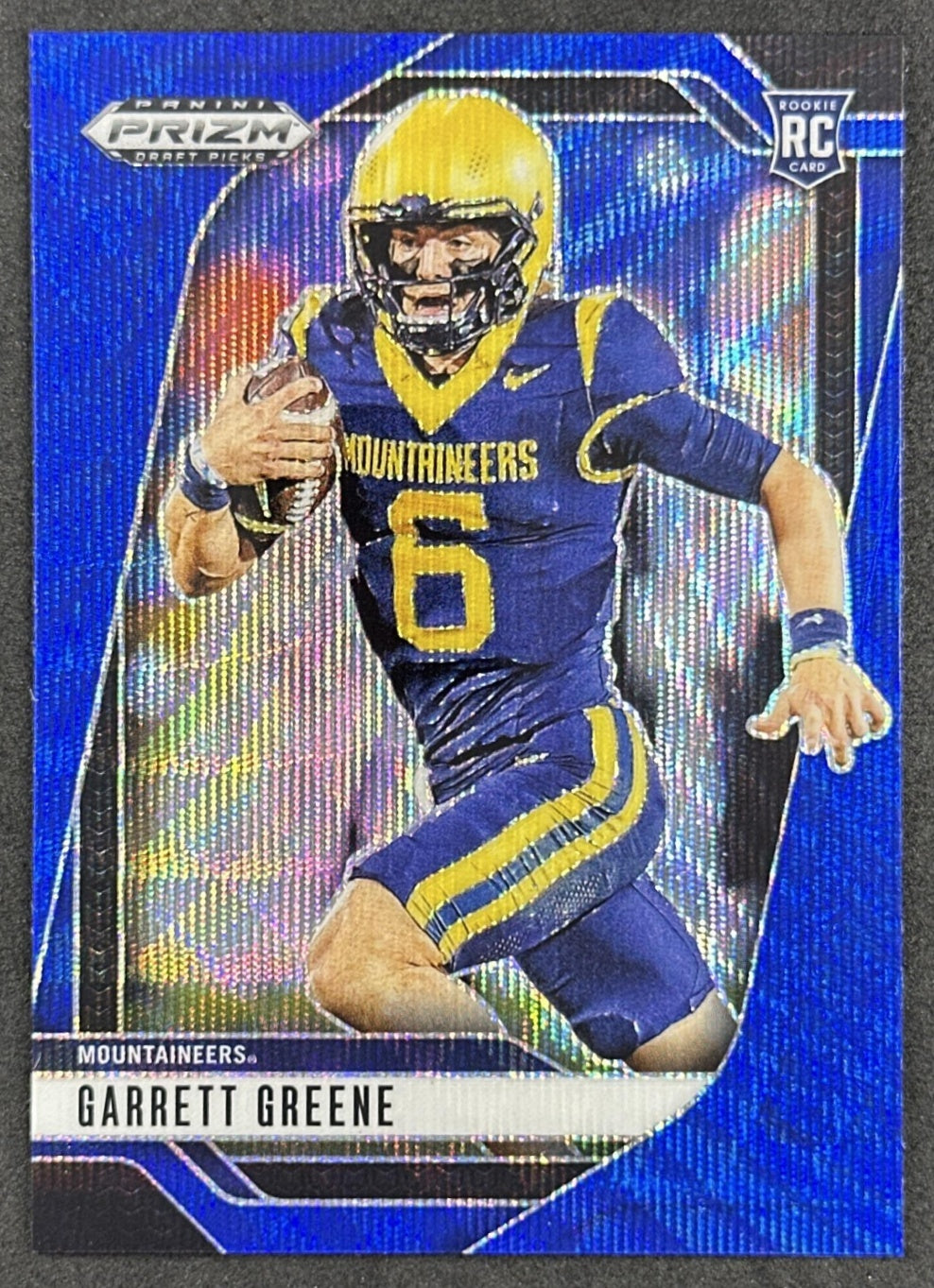 Garrett Greene 2025 Panini Prizm Draft Picks Blue Wave /299 Mountaineers front