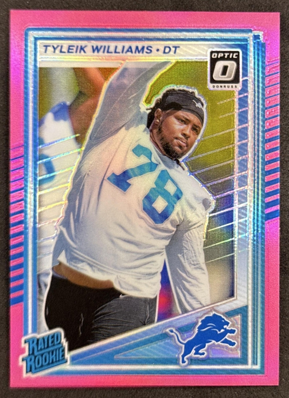 Tyleik Williams 2025 Panini Donruss Optic Rated Rookie Preview Pink Lions front