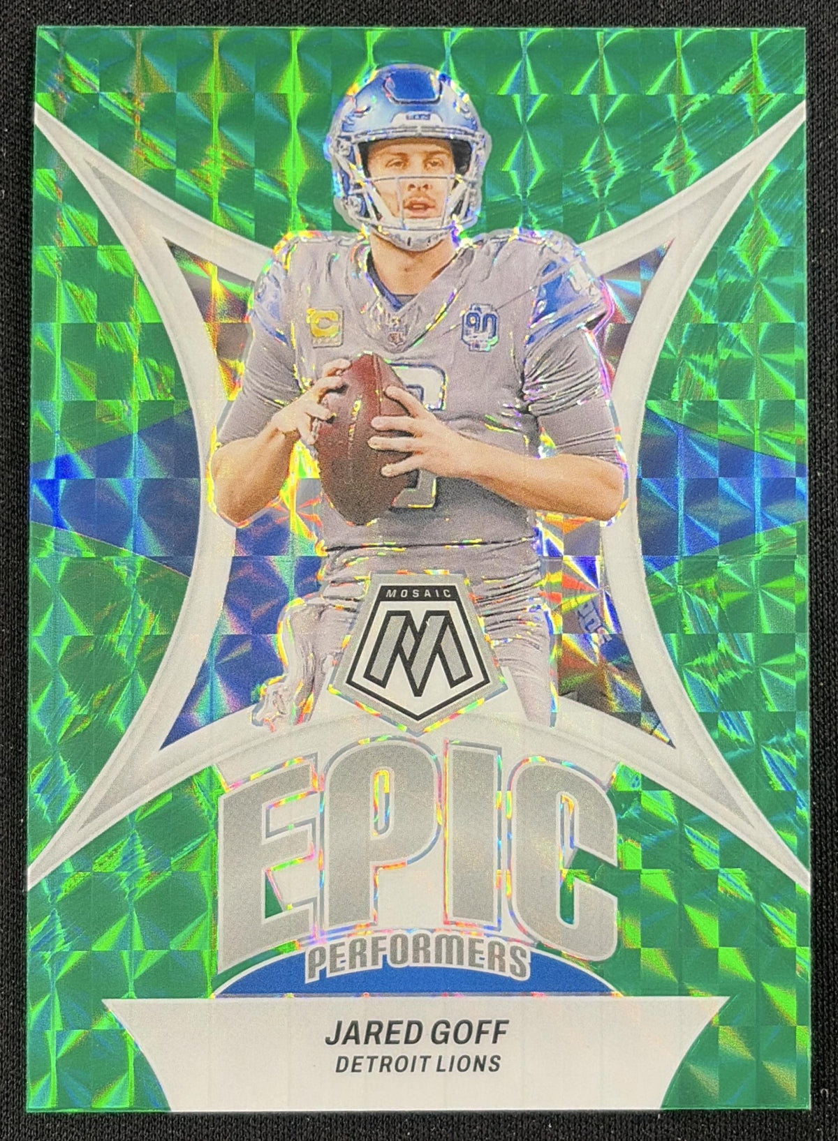 Jared Goff 2024 Panini Mosaic Epic Performers Green Lions Sports Trading Card