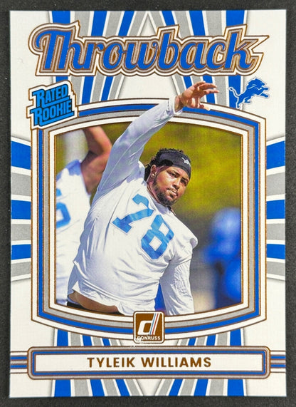 Tyleik Williams 2025 Donruss Rated Rookie Throwback Lions Sports Trading Card
