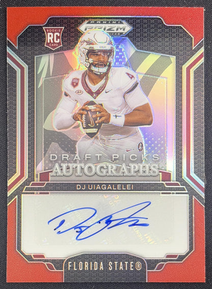 DJ Uiagalelei 2025 Panini Prizm Draft Picks Auto Red /399 Seminoles