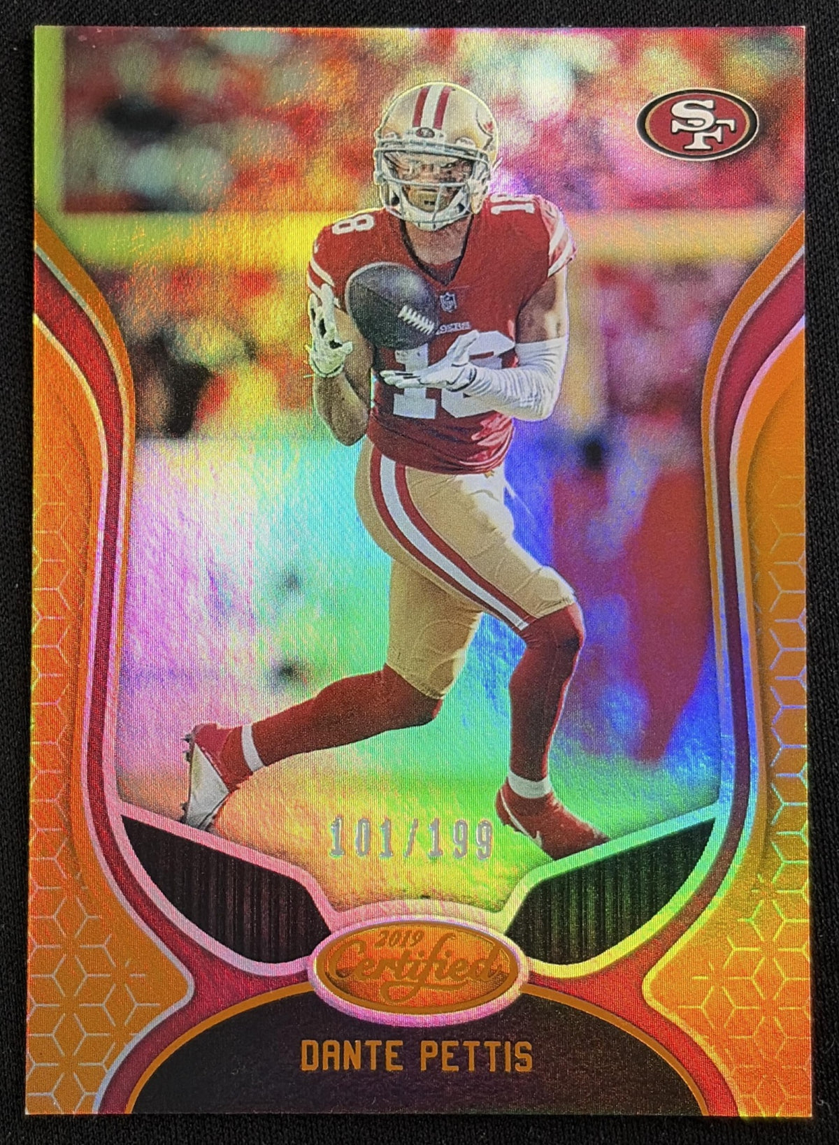 Dante Pettis 2019 Panini Certified Mirror Orange /199 49ers - Front