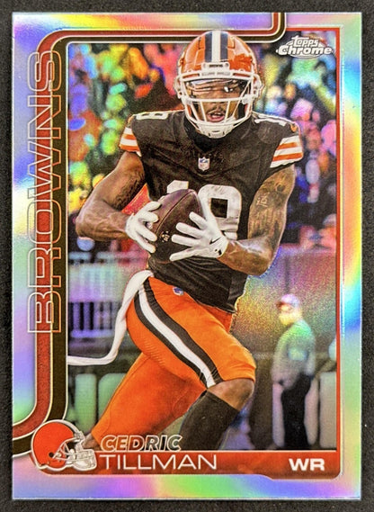 Cedric Tillman 2025 Topps Chrome Refractor Browns front sports trading card