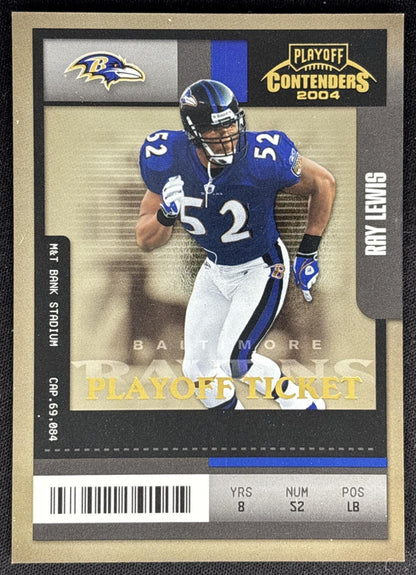 Ray Lewis 2004 Playoff Contenders Ticket /150 Ravens front