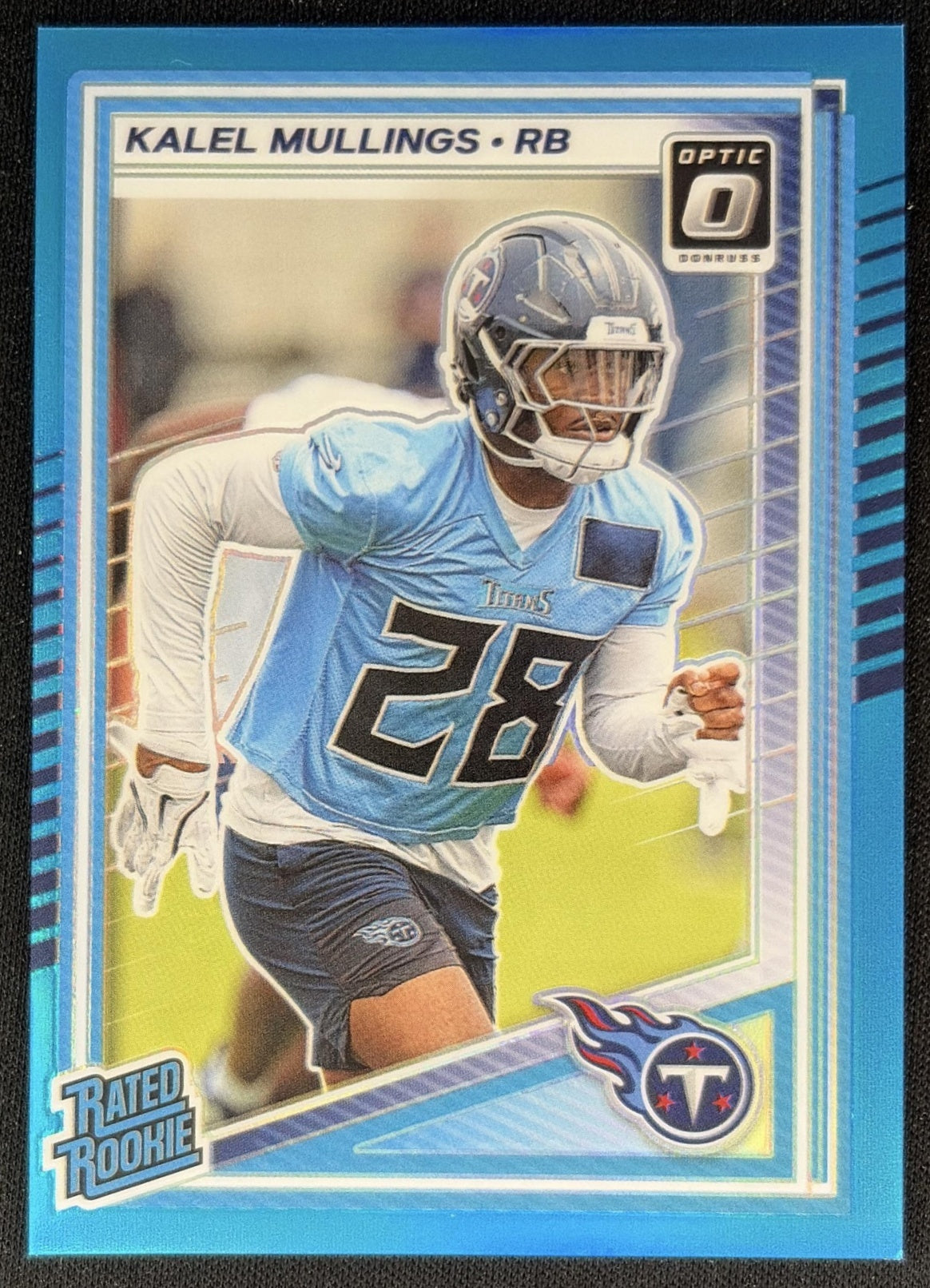 Kalel Mullings 2025 Panini Donruss Optic Rated Rookie Aqua Prizm /349 Titans Sports Trading Cards