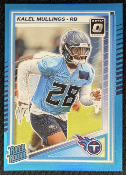 Kalel Mullings 2025 Panini Donruss Optic Rated Rookie Aqua Prizm /349 Titans Sports Trading Cards