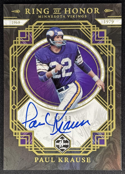 Paul Krause 2022 Panini Limited Ring of Honor Auto /99 Vikings Default Title Sports Trading Cards
