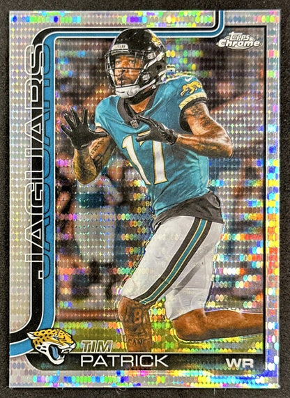 Tim Patrick 2025 Topps Chrome Pulsar Refractor Jaguars front sports trading card