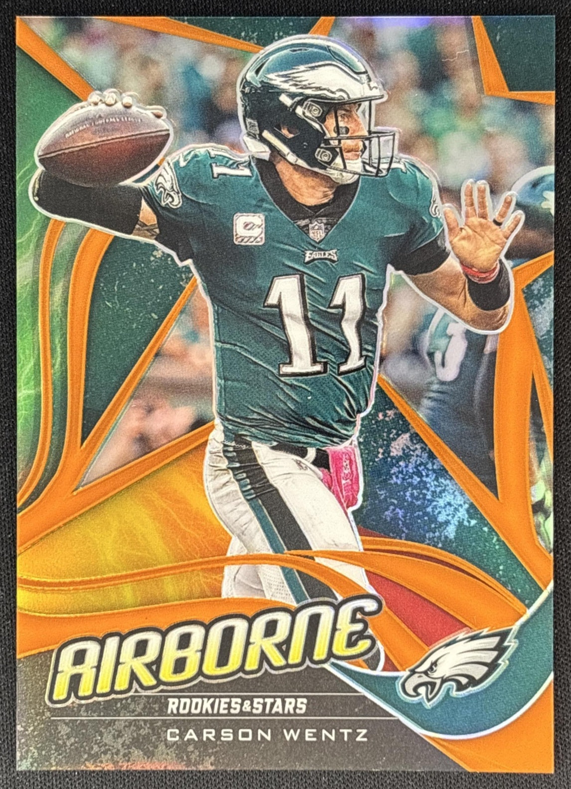 Carson Wentz 2019 Panini Rookies & Stars Airborne Orange /25 Eagles front