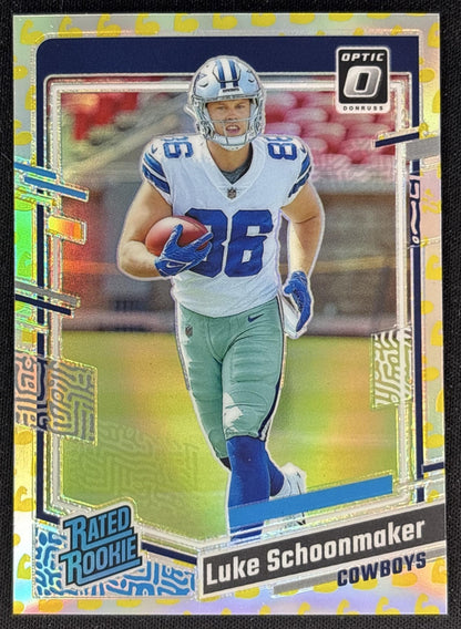 Luke Schoonmaker 2023 Panini Donruss Optic Flex Emoji Prizm /149 Cowboys Front