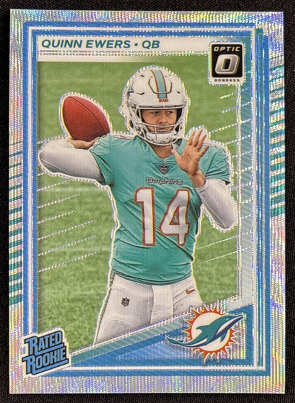 Quinn Ewers 2025 Panini Donruss Optic Rated Rookie Wave Prizm /300 Dolphins