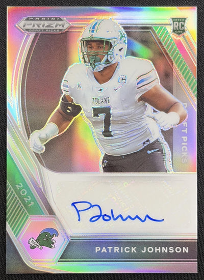 Patrick Johnson 2021 Panini Prizm Draft Picks Collegiate Silver Auto Tulane Green Wave