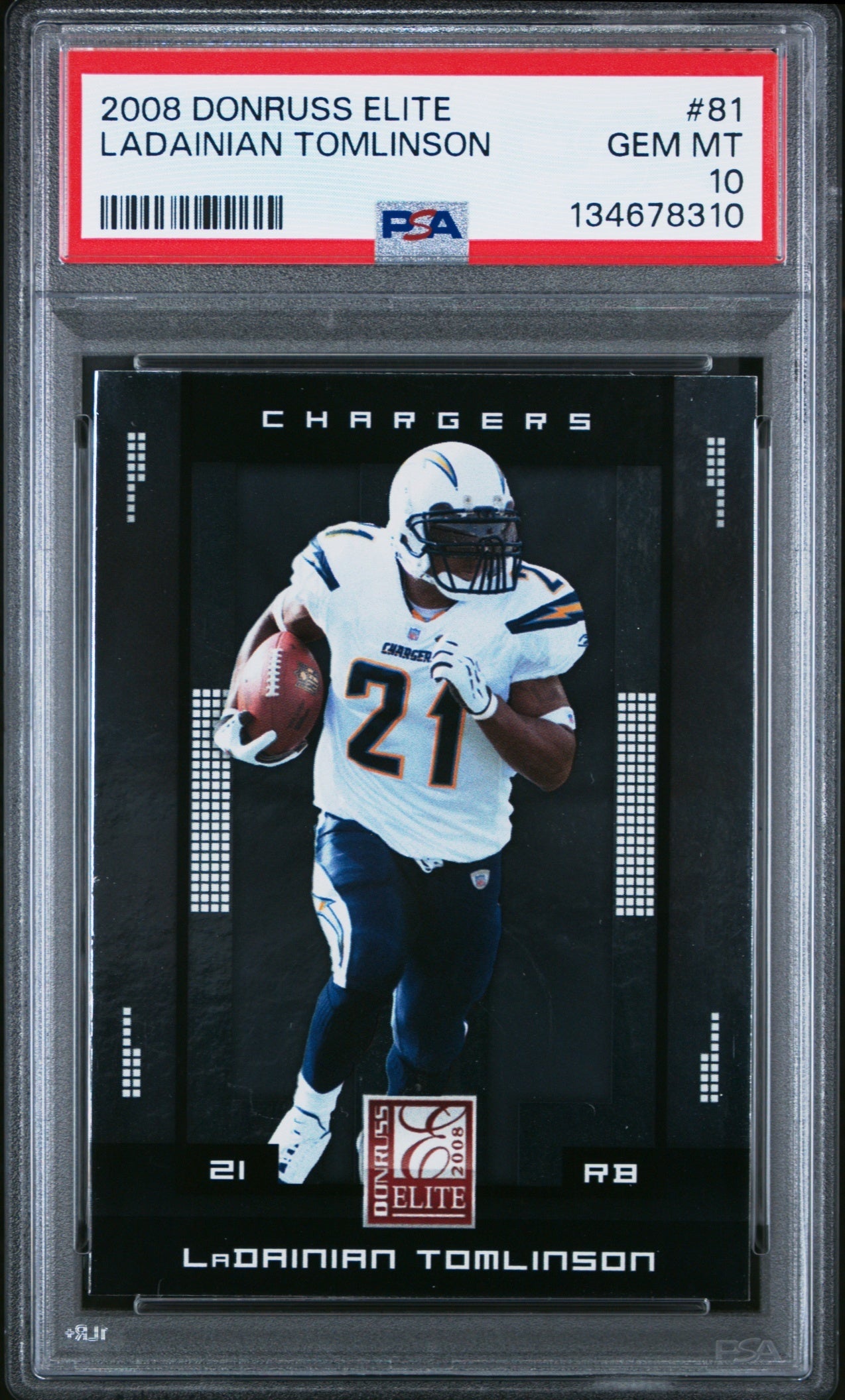 LaDainian Tomlinson 2008 Donruss Elite PSA 10 Chargers front