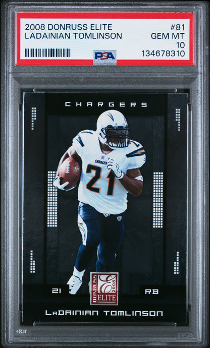 LaDainian Tomlinson 2008 Donruss Elite PSA 10 Chargers front