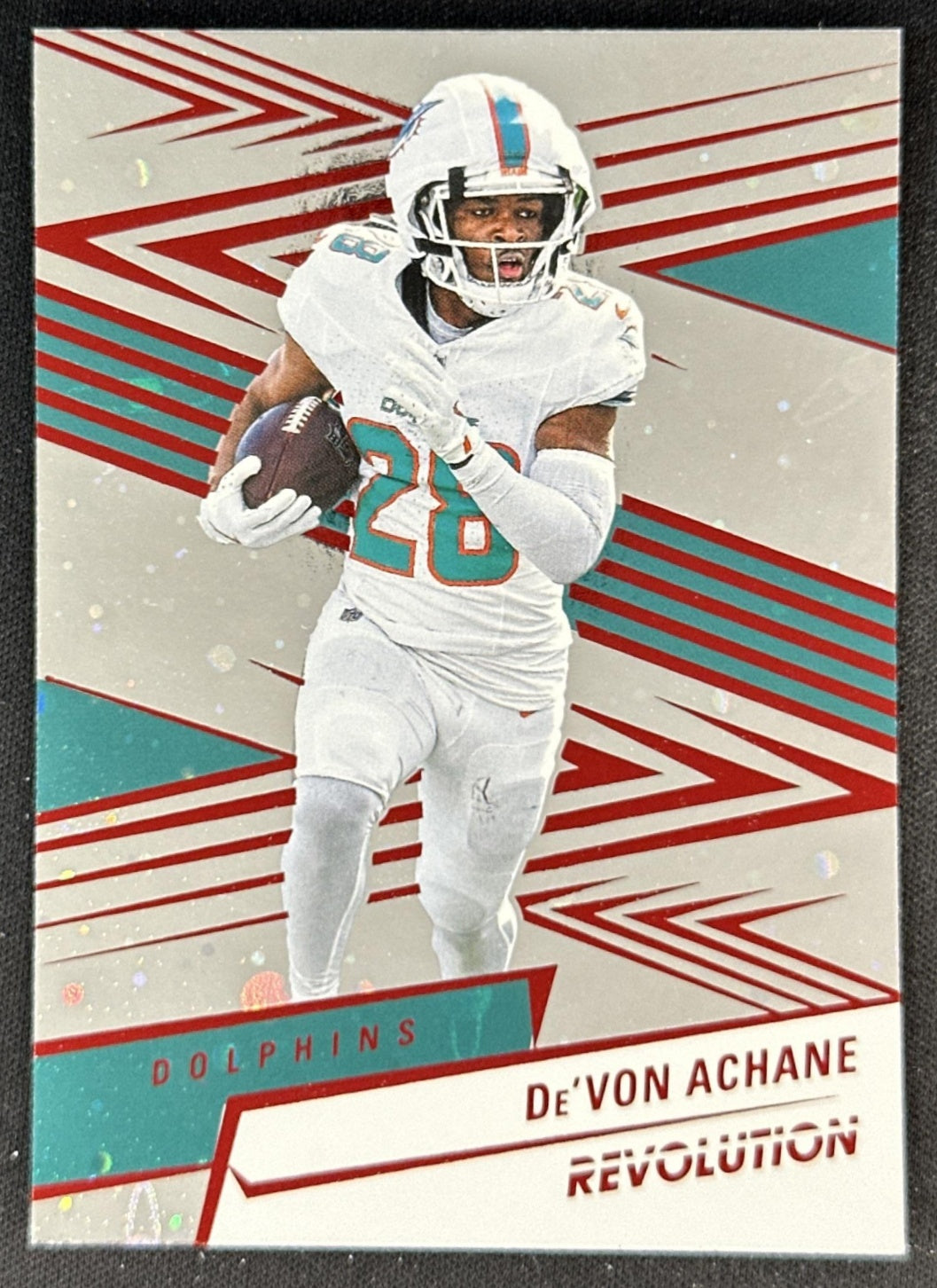 De'Von Achane 2025 Panini Revolution Red Cosmo Dolphins